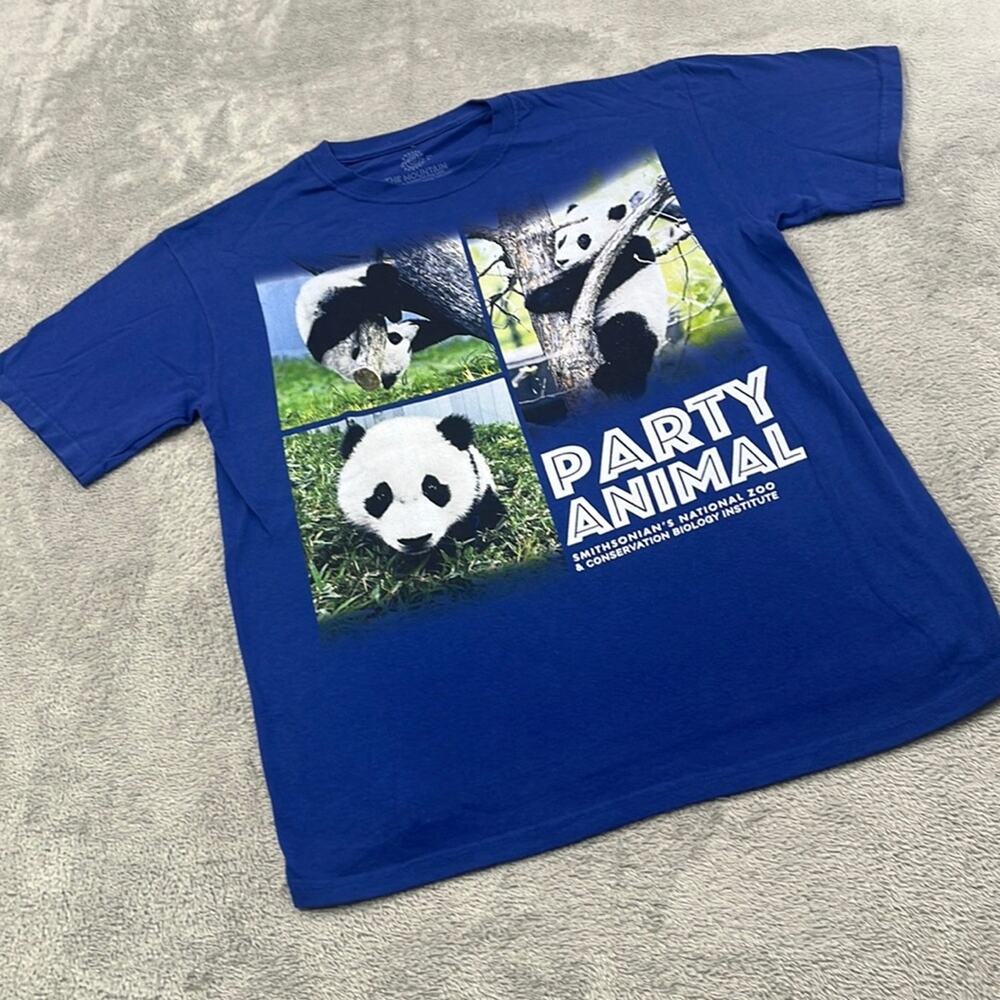 The Mountain S Panda Party Animal Blue 100% Cotton‎ Short Sleeve T Shirt